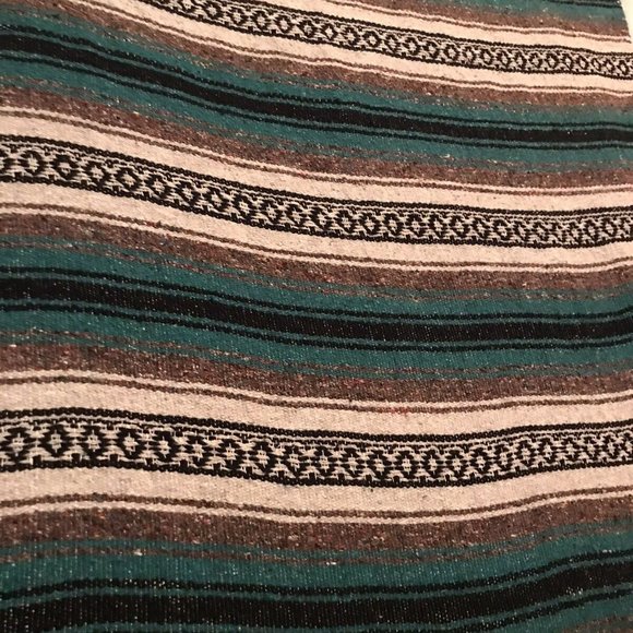 EARTH RAGZ Indian Blue Black ￼White Metallic Southwestern Throw Blanket 48”x 68” - Picture 6 of 8